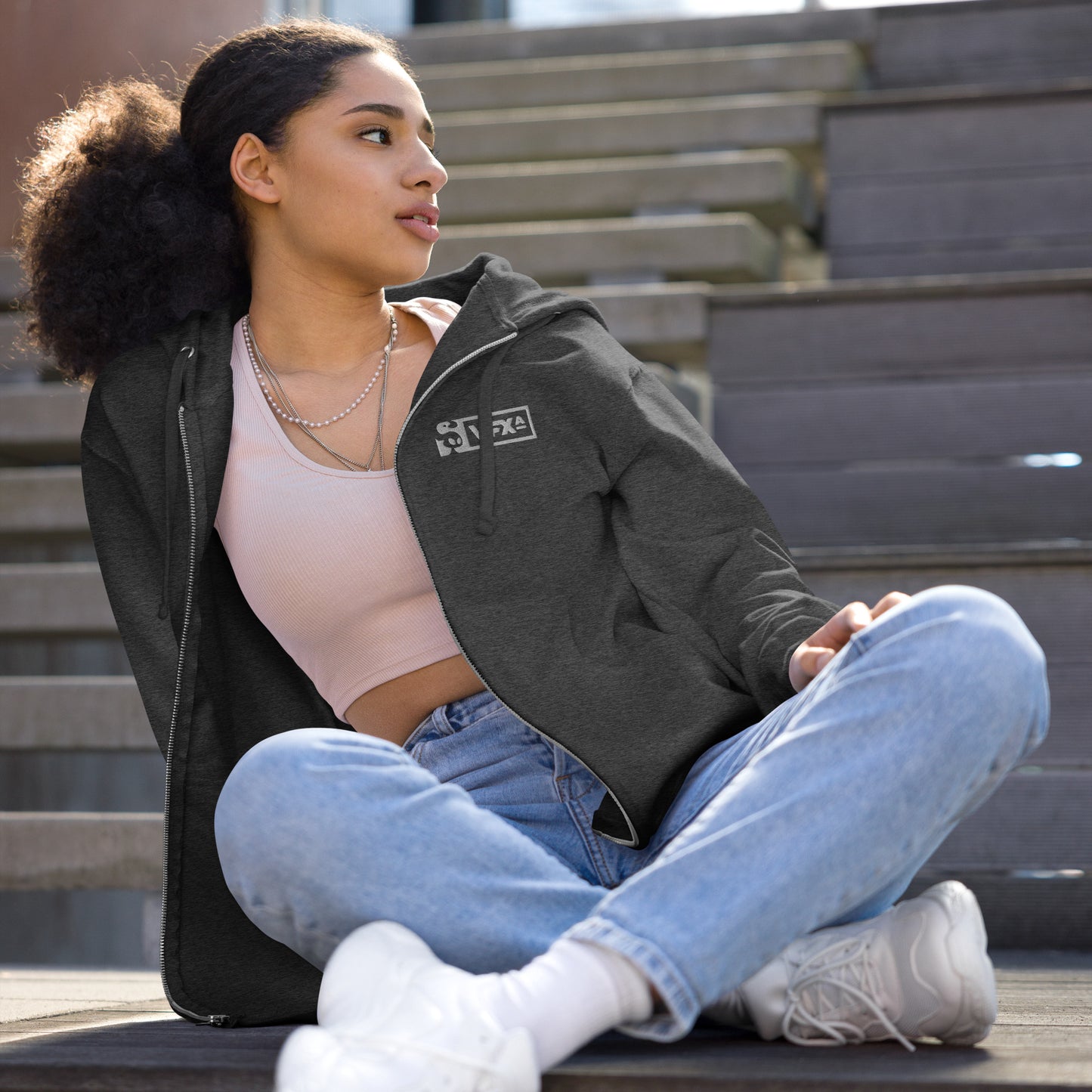 Unisex fleece zip up hoodie: Cozma