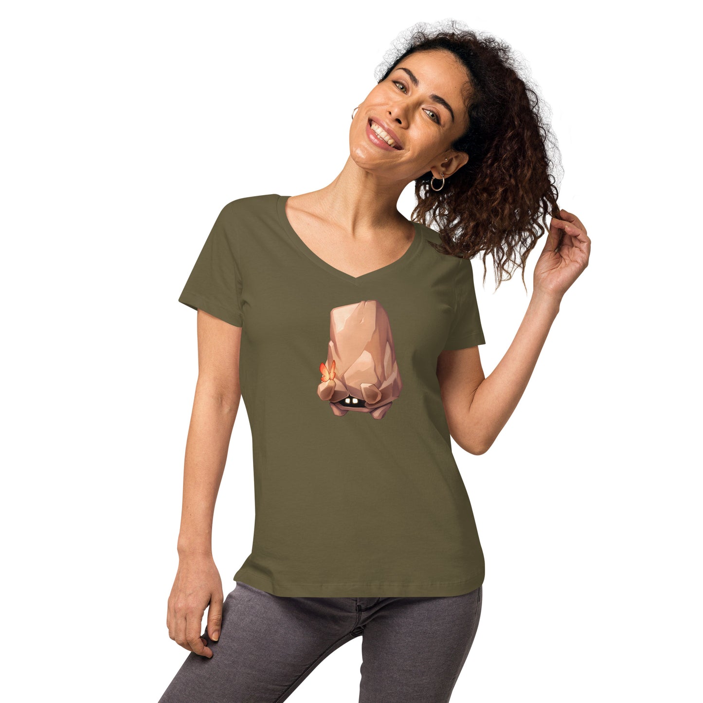 Women’s fitted v-neck t-shirt: Terry