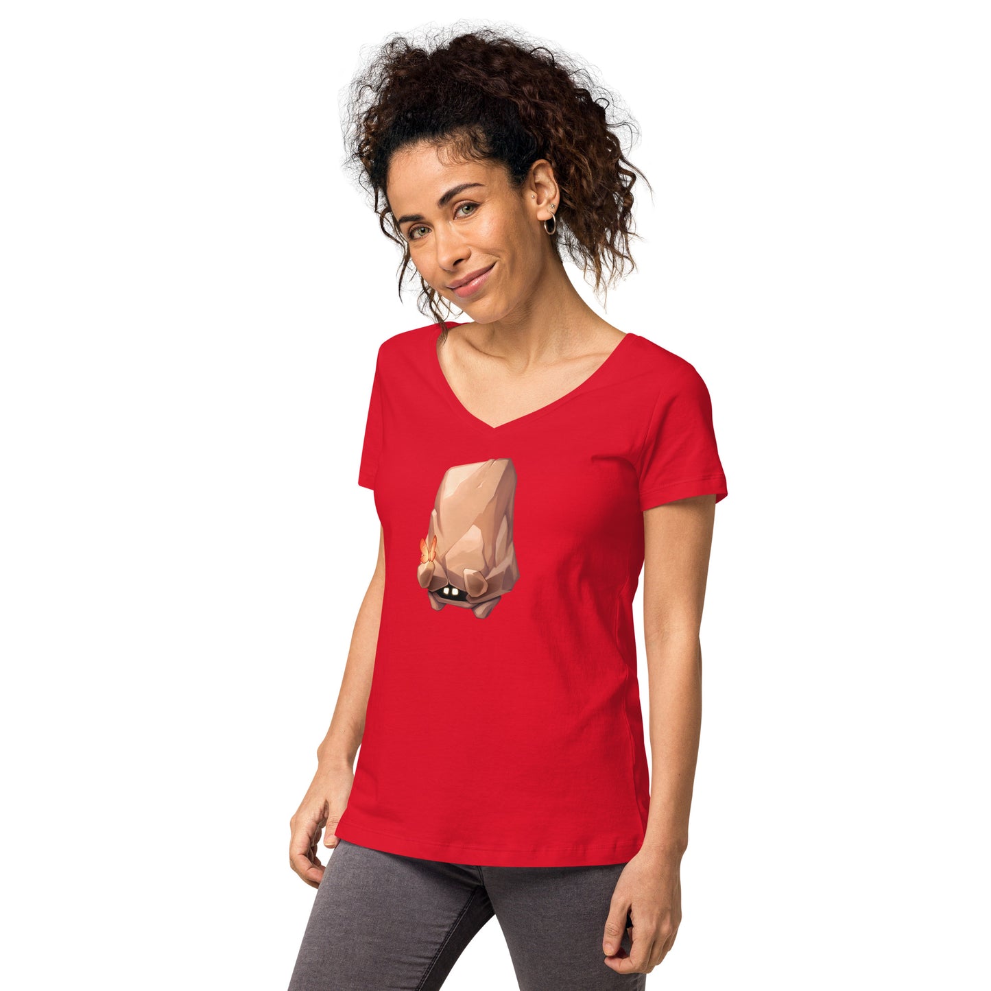 Women’s fitted v-neck t-shirt: Terry